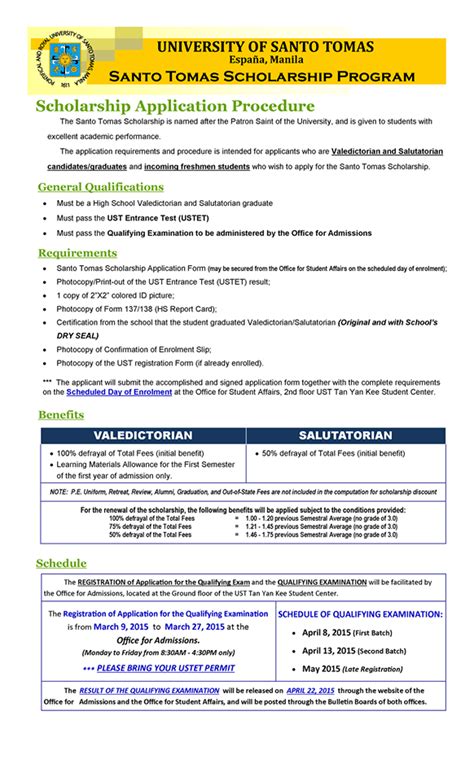 santo tomas academic scholarship|Policies and Guidelines of the UST Scholarship Program.